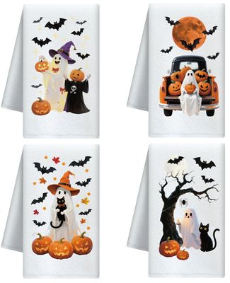 CUTHOLLOW Ghost and Pumpkin Decor Drying Towel Set