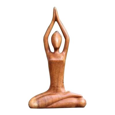 Handcrafted Wooden Yoga Statue, Zen Pose Figure