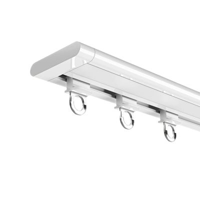Shower Curtain Rod with Silent Rollers, Wall-Mount, White, 100 cm
