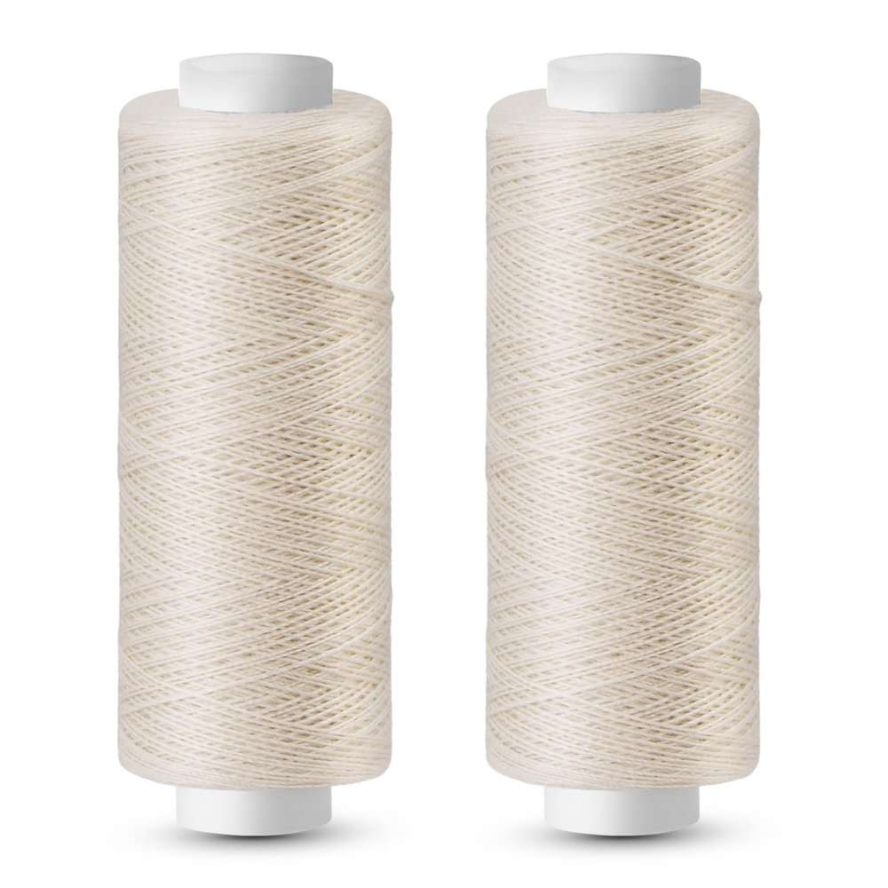 Tundi 2 Pack 200 Yards Sewing Thread, Beige 402 Polyester Thread for Sewing Machines, Hand Sewing and Embroidery