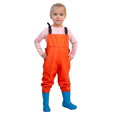 Generic Sloth Kids' Waterproof Fishing Waders with Boots and Headband, Orange, 3–4 Years