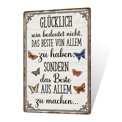 Putuo Decor Happiness Motivation Text Vintage Metal Wall Decoration