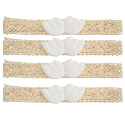 Curtain Tiebacks 4-Piece Set, Adjustable Fabric with Angel Wing Pattern, Suitable for Living Room, Kids Room, and Bedroom, Beige