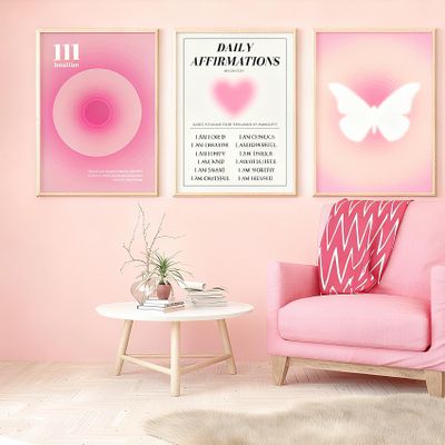 HARY Aesthetic Poster Set 20x30cm - Pink Butterflies