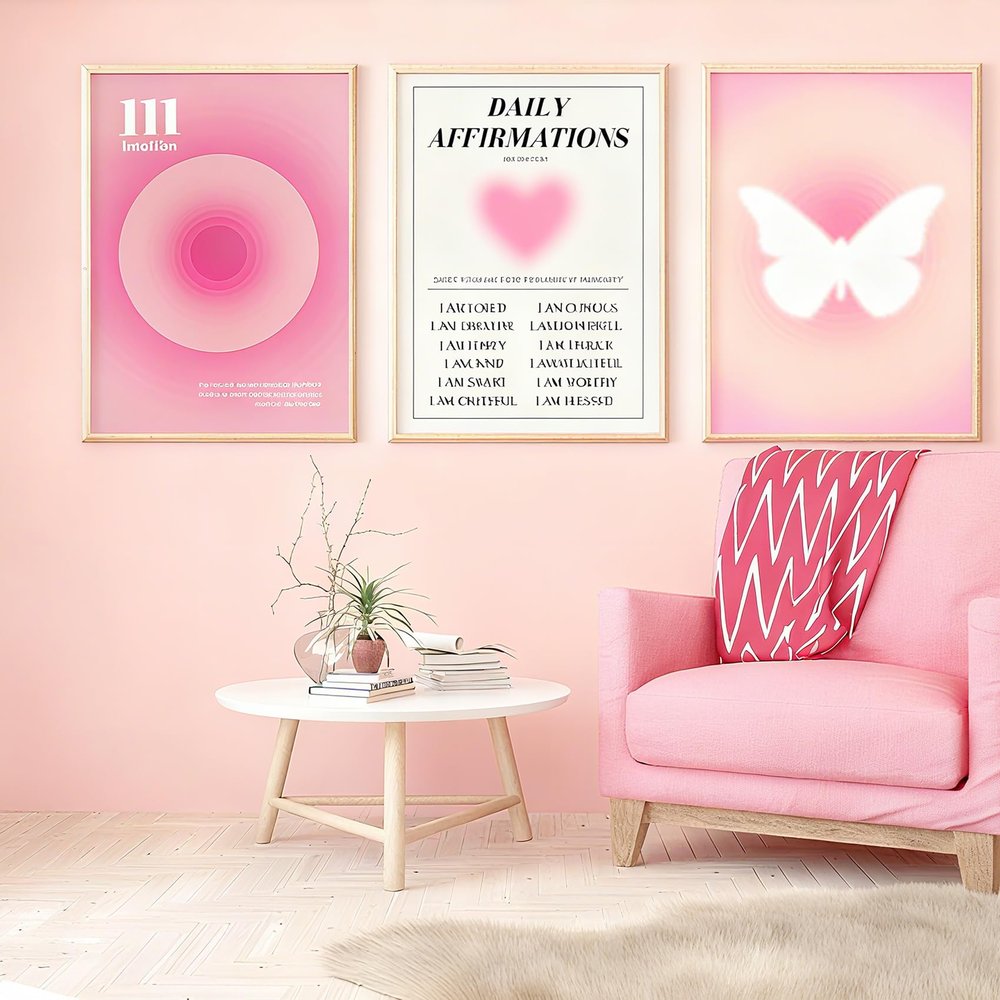 HARY Aesthetic Poster Set 20x30cm - Pink Butterflies