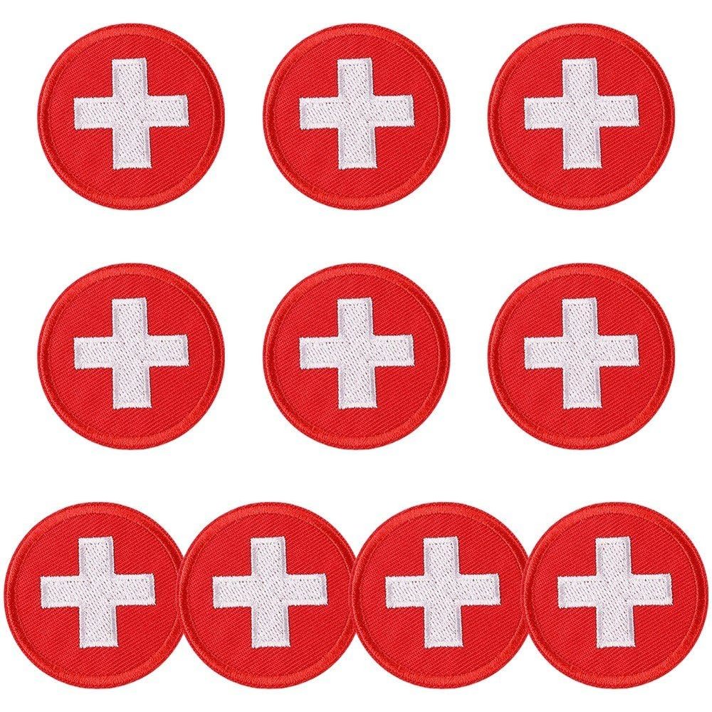 10 Pack Red Cross Patches