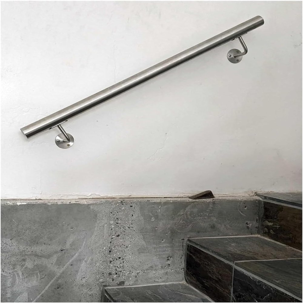 1-Piece Adjustable Stainless Steel Stair Handrail Set, 50–700 cm, Brushed Finish (160 cm)