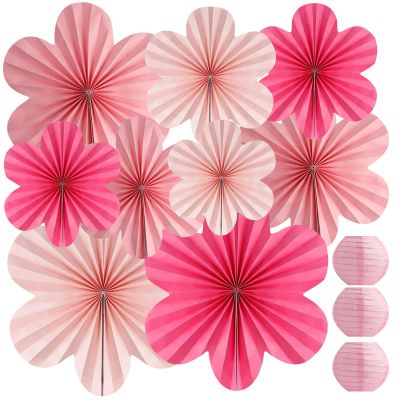 9PCS Paper Flower Fans & 3PCS Paper Lanterns