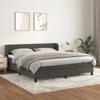 Massbinet Upholstered Velvet Box Spring Bed with Mattress, Dark Gray, 160 x 200 cm view 1