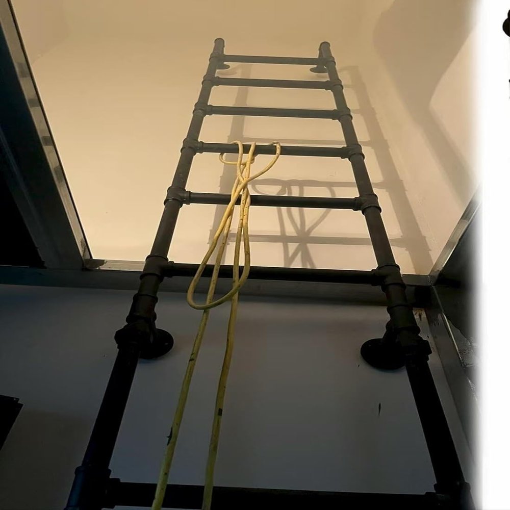 1-Piece Emergency Fire Escape Ladder, Wrought Iron, for Bunk Beds, Adjustable Size, up to 150 kg (Black, 115 cm)