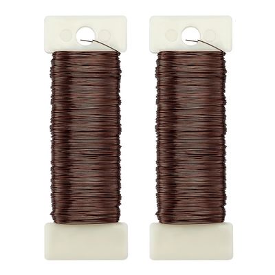 CRAFTYMELODY 2 Rolls 328.08 ft Iron Floral Wire Saddle Brown