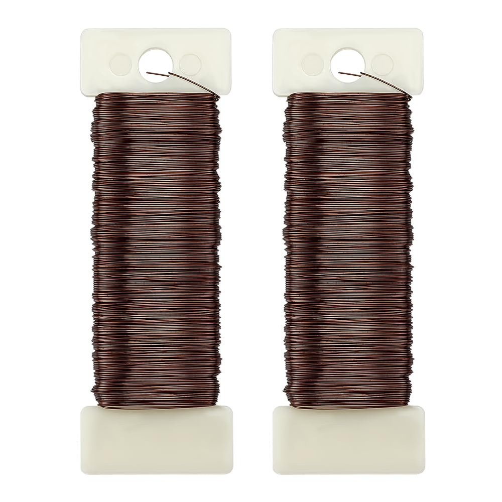 CRAFTYMELODY 2 Rolls 328.08 ft Iron Floral Wire Saddle Brown