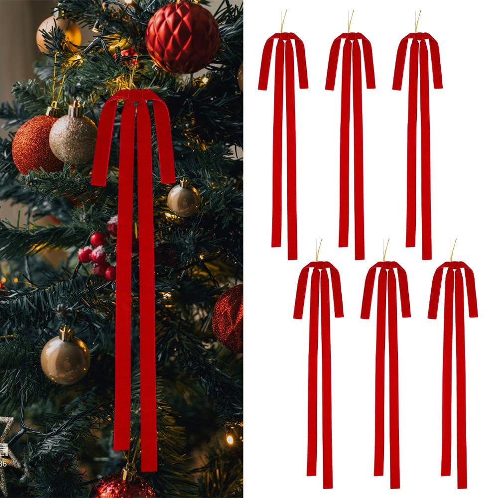 CRAFTYMELODY 12-Piece Velvet Christmas Swag Bowknot Ribbon