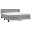 Massbinet Light Gray Velvet Upholstered Box Spring Bed, 180 x 200 cm view 2