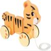 small foot Safari Tiger Pull-Along Toy, Flexible FSC-Certified Wooden Tiger, 12+ Months, Orange view 1