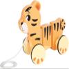 small foot Safari Tiger Pull-Along Toy, Flexible FSC-Certified Wooden Tiger, 12+ Months, Orange view 3