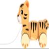 small foot Safari Tiger Pull-Along Toy, Flexible FSC-Certified Wooden Tiger, 12+ Months, Orange view 4