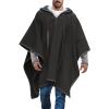 Foweknow Men's Warm Hooded Poncho Cape, Mexican Wool Poncho for Fall and Winter view 1