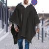 Foweknow Men's Warm Hooded Poncho Cape, Mexican Wool Poncho for Fall and Winter view 2