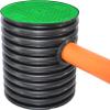 DN425 Drainage Inspection Chamber, 0.5 m/1 m, 1x DN110/1x DN160 Inlet, Green Cover view 3