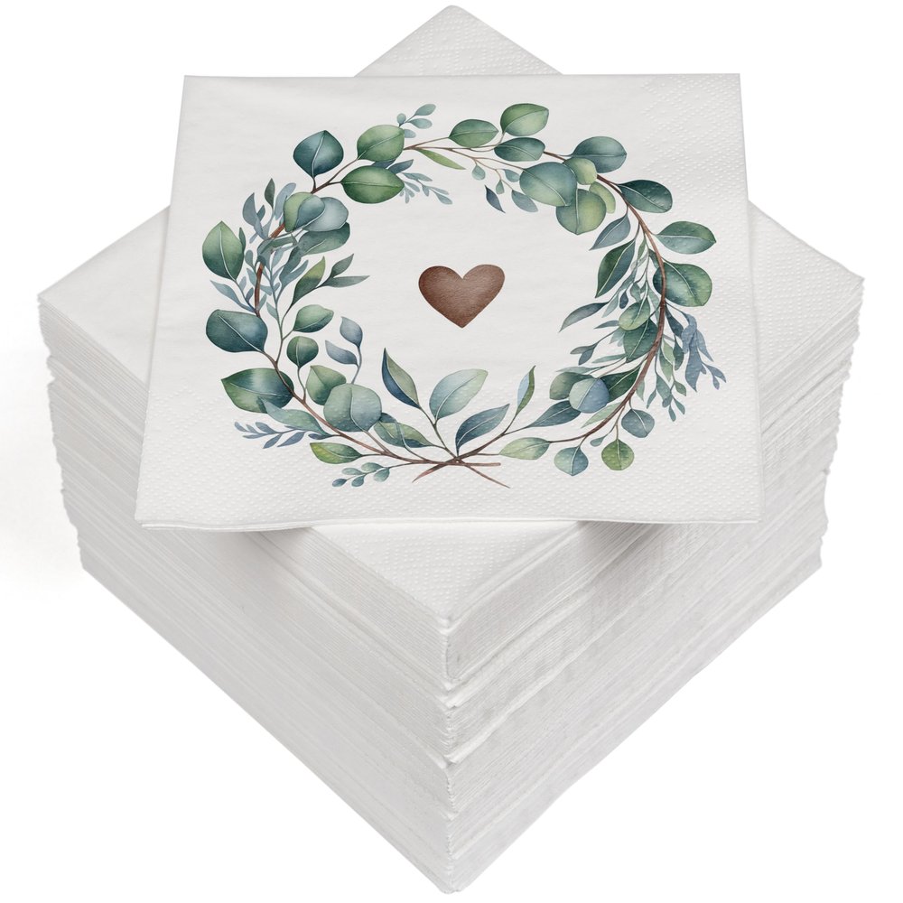 HEKU 100 3-Ply Napkins, 33 x 33 cm, Eucalyptus Heart