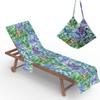 Odot Sun Lounger Towel, Botanical-Style Cover with Flap and Pockets, Microfiber Cover for Garden Loungers, Beach Towel for Beach, Garden and Swimming (Purple) view 1