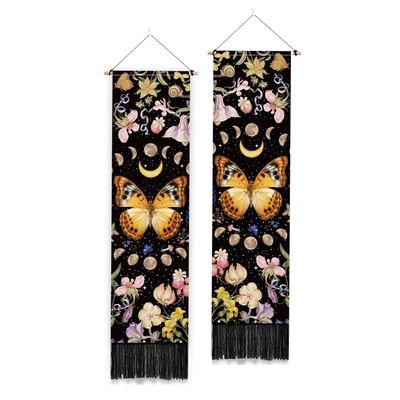 PLIGREAT 2-Pack Butterfly Moon Phase Wall Tapestry