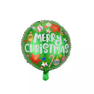 Merry Christmas Foil Balloon - Round Green, 45 cm