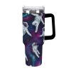 Anceky Travel Coffee Cup for Car, Large Insulated Stainless Steel Vacuum Tumbler with Straw, Purple Galaxy Space Astronaut Design view 1