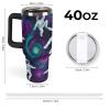Anceky Travel Coffee Cup for Car, Large Insulated Stainless Steel Vacuum Tumbler with Straw, Purple Galaxy Space Astronaut Design view 2