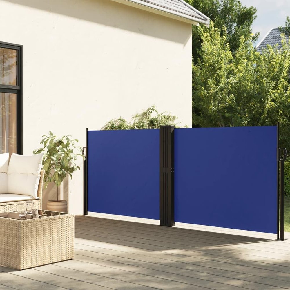 Iiaky Retractable Double-Sided Side Awning, 120 x 1000 cm, Blue