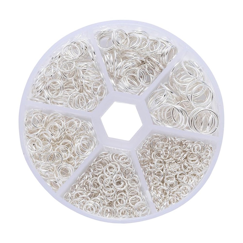 KEQAR 1000 Open Jump Rings Metal Connectors for Jewelry, 4-10 mm with Storage Box