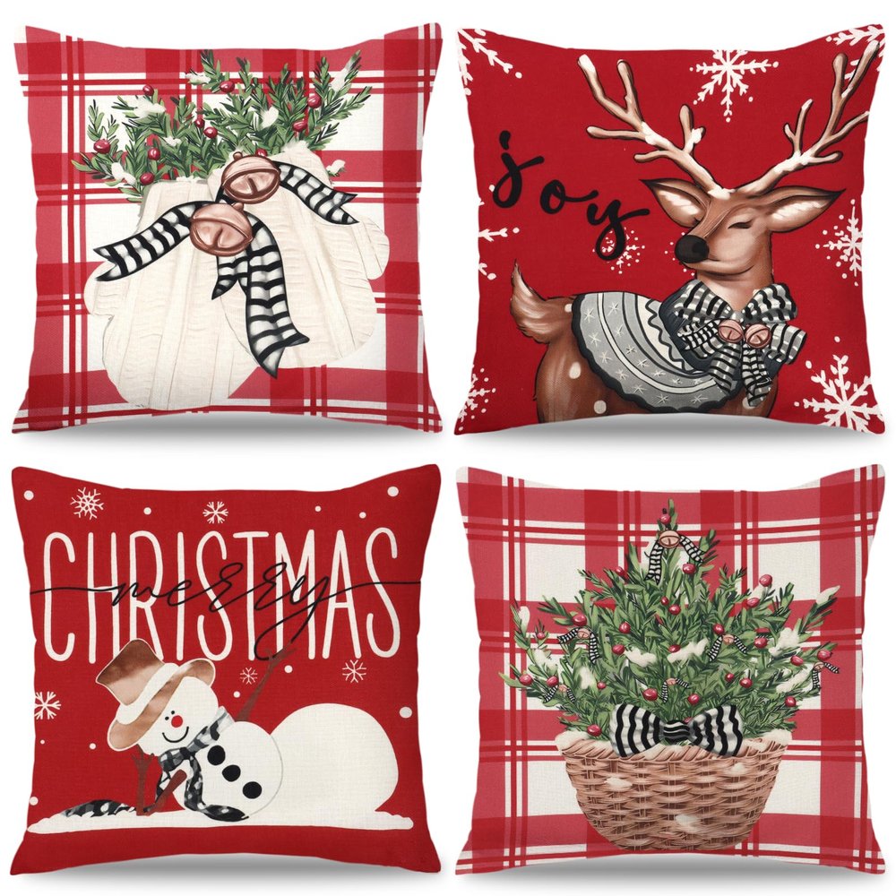 Christmas Cushion Cover Set - 4 Pack 40x40cm