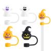 Halloween Straw Toppers | Pumpkin Ghost Drink Decorations | 4-Piece Set view 1