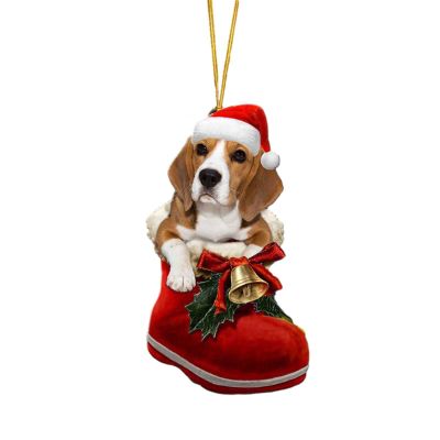 Festive Dog Sock Christmas Tree Ornament