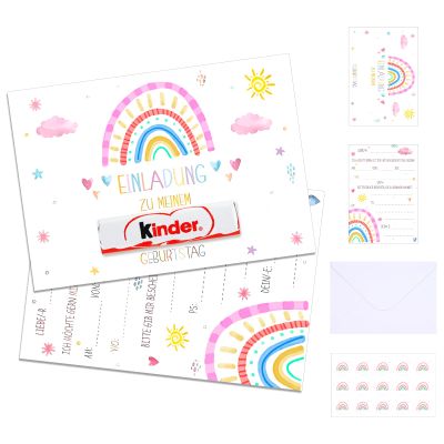 15 Sets Rainbow Birthday Invitation Cards