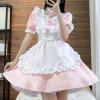Women's Lolita Anime French Maid Dress Costume with Princess Dress, Apron, Headband, Choker, Cuffs and Bow, Cosplay Carnival Costume (XXL) view 2