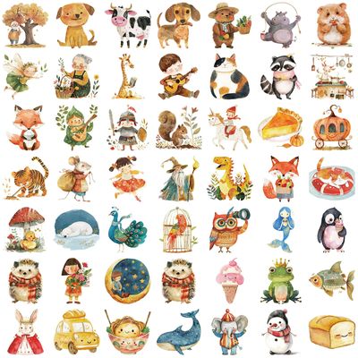 50 Sheets Fairy Tale Watercolor Scrapbook Stickers