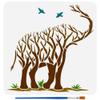 FINGERINSPIRE Elephant Tree Stencil with Brush 30x30cm view 1