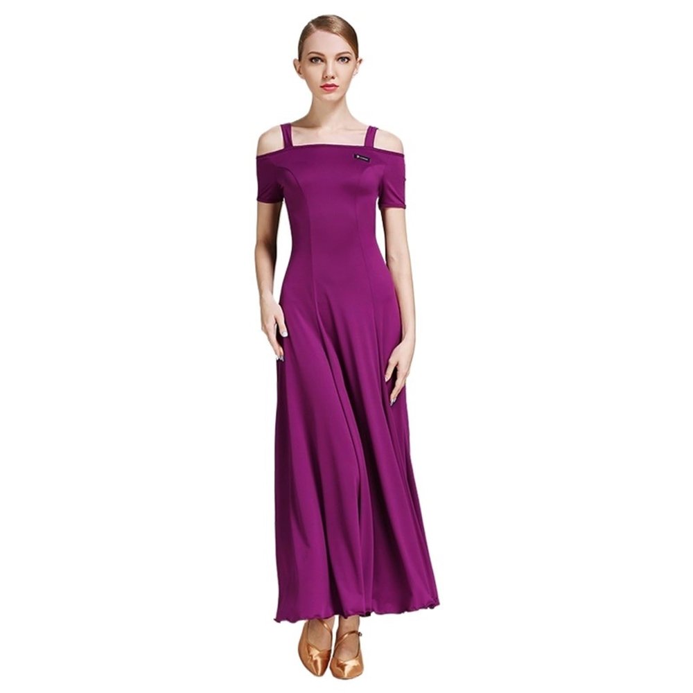 MTKSFDC Women's Ballroom Dance Competition Dress, Purple, XXL