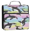 3-Ring D-Ring Binder with Zipper and Shoulder Strap, Rainbow Orcas view 2