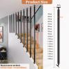 Stair Handrail, Matte Black, I-Shaped Iron Railing, Ceiling-Mounted, 125 cm view 2