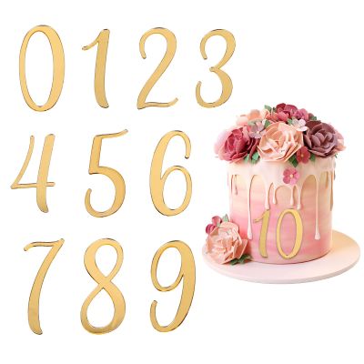 10-Piece 0-9 Gold Birthday Number Cake Toppers, Reusable