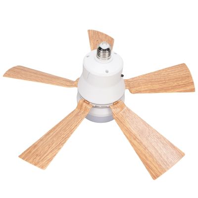 Asixxsix Mini Ceiling Fan Light with Remote, 3-Speed LED Dimmable, E26 Base, Wood-Grain Blades (30W)