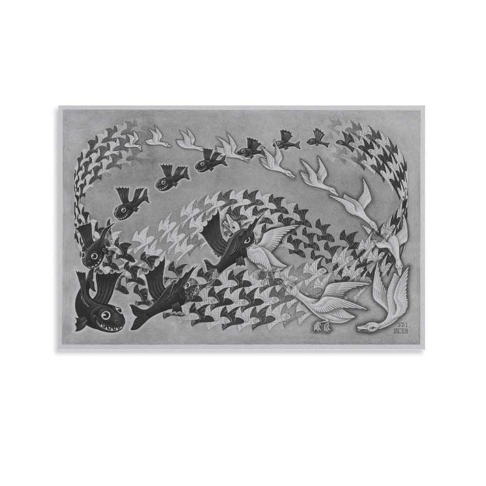 MC Escher Predestination Poster for Room, Aesthetic Canvas, Bathroom Art, Wall Decor, Photo Print, 30 x 45 cm
