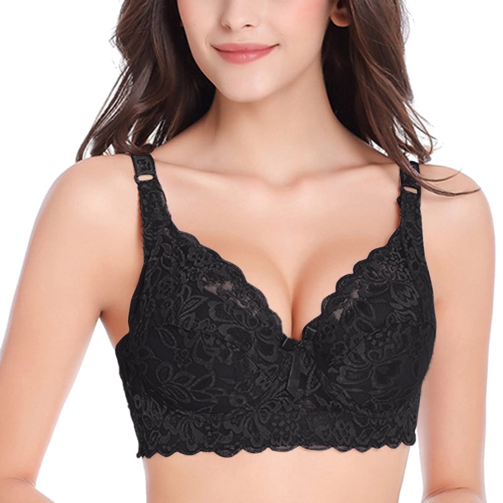 Women's Wireless Minimizer Bra, Backless, Comfortable, Adjustable Multiway, Breathable, Black, 75D