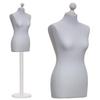 DummyDoll Women's Dress Form, Size 32/34, Silver Gray Cover, White Wooden Base and Finial view 1