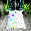 Homewish Geometric Triangle Reversible Duvet Cover Set, 155 x 220 cm, Neon Star Design view 1