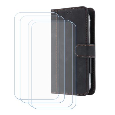 LCEHTOGYE 4-Pack Screen Protectors for Emporia SMART 5 Mini (4.95") + Case, Black