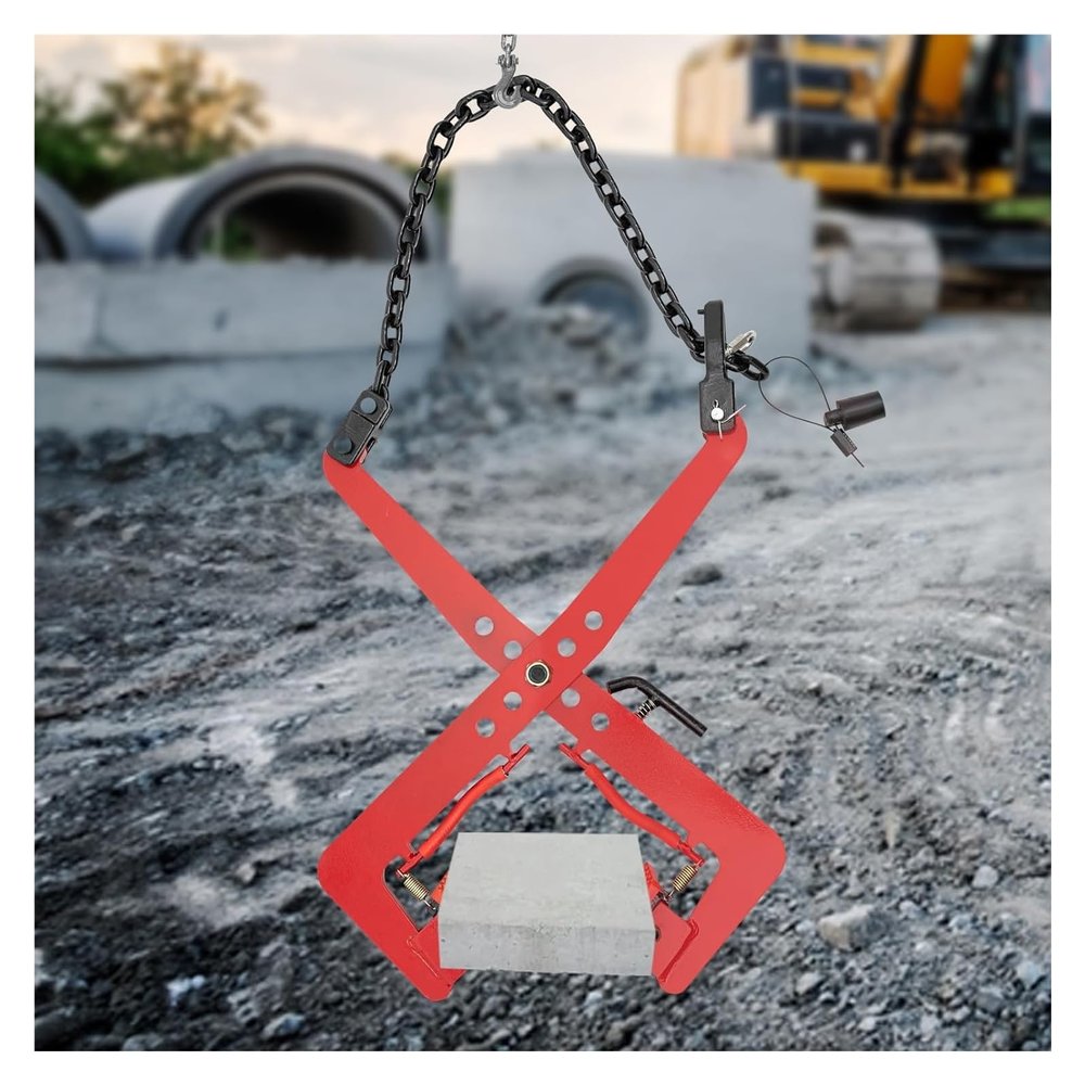 Generic Red Adjustable Lifting Clamps with Non-Slip Rubber Lining for Stone and Slabs (Opening Size: 1,327.6 in)